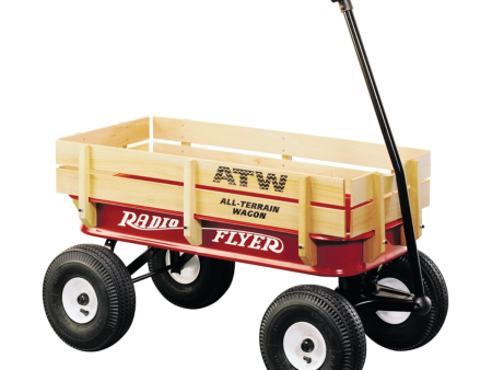 Radio Flyer 32Z Terrain Wagon, 200 lb, Steel Wood, Red, Pneumatic Wheel Hot on Sale