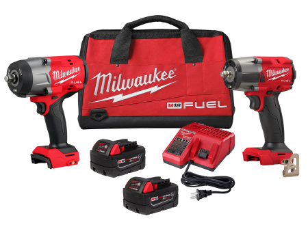 Milwaukee M18 FUEL 18-Volt Lithium-Ion Brushless Cordless High Torque 1 2 in. and Mid-Torque 3 8 in. Impact Wrench Combo Kit Sale