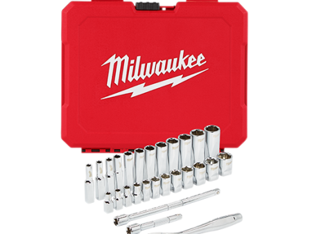 MILWAUKEE - 1 4  Drive 28pc Ratchet & Socket Set - Metric Online now