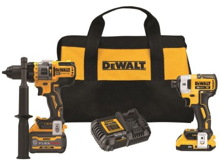 DEWALT 20V MAX 2 Tool Kit Including Hammer Drill Driver with FLEXV Advantage Fashion