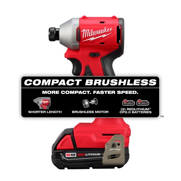 Milwaukee M18™ Compact Brushless 1 4  Hex Impact Driver Kit For Cheap