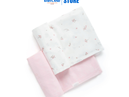 Purebaby Organic Muslin Wrap 2 Pack - Pale Pink Blossom on Sale