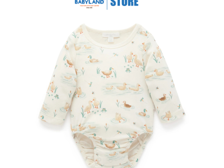 Purebaby Organic Baby Kids Down River Bodysuit - Ducky Print Online now