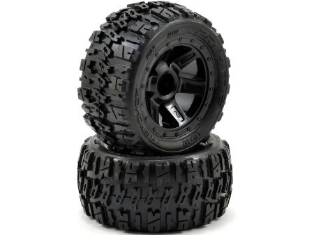 Pre-Mounted Trencher Desperado Wheels (2) (1 16 E-Revo) (Black) Online now