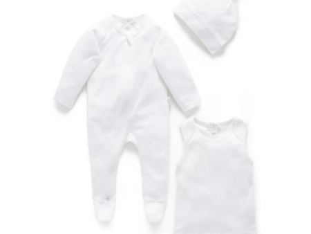 Purebaby Organic Baby Everyday Pointelle Pack - White Hot on Sale