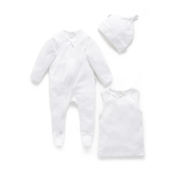 Purebaby Organic Baby Everyday Pointelle Pack - White Hot on Sale