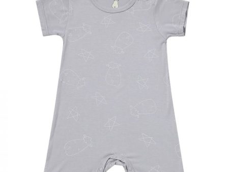 Baa Baa Sheepz Romper Short Sleeve Cute Big Star & Head Grey - 12M Cheap