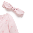 Purebaby Organic Zip Growsuit & Headband Pack - Pale Pink Blossom Fashion