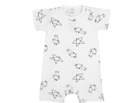 Baa Baa Sheepz Romper Short Sleeve Cute Big Star & Sheepz White Discount