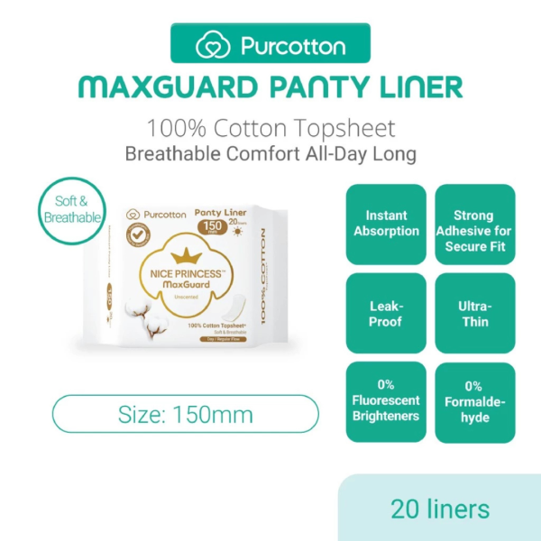 Purcotton Nice Princess MaxGuard Panty Liner 150mm (20Pads) Online