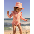 Purebaby Organic Baby Kids Frilly Long Sleeve Swimsuit Coral Gingham Supply