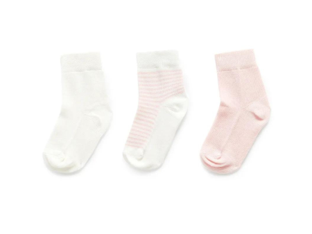 Purebaby 3 Organic Sock Pack - Pale Pink Pack For Discount