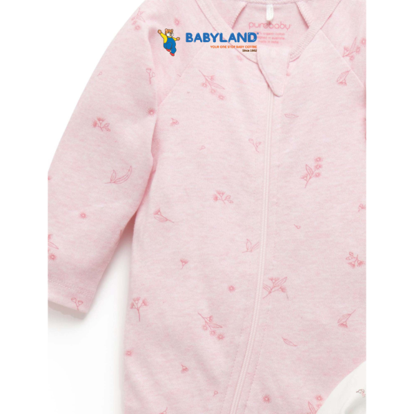 Purebaby 2 Pack Organic Sleepsuit - Pale Pink Blossom on Sale