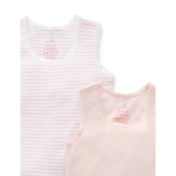 Purebaby 2 Pack Organic RIB  Singlet Bodysuit - Pale Pink Pack Online Hot Sale