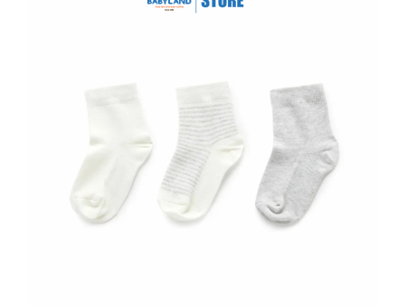 Purebaby 3 Organic Sock Pack - Pale Grey Melange Cheap