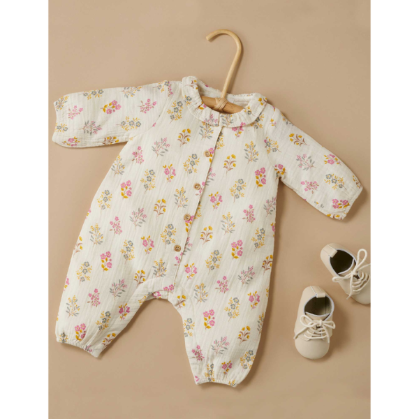 Purebaby Organic Crinkle Cotton Growsuit - Posie Floral Supply