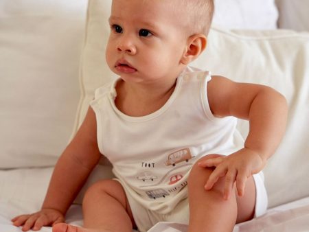 Joey&Mom Sleeveless Bamboo Romper (0-3m) Online Sale