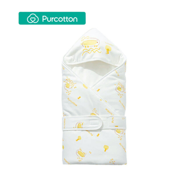 Purcotton Baby Swaddle 90cm x 90cm Yellow Baby Elephant on Sale