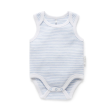 Purebaby Organic Singlet Bodysuit Unisex - Pale Blue Melange Stripe Online Sale