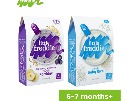 Little Freddie Organic Baby Porridge 2*80g (6-7m+)Baby Rice, 7 Grain with Blueberry Online Hot Sale