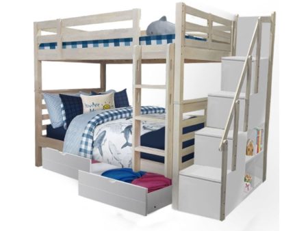 [PRE-ORDER] Snoozeland Huckleberry Super Single Bunk Bed with Staircase and Underbed 2 Drawers Supply