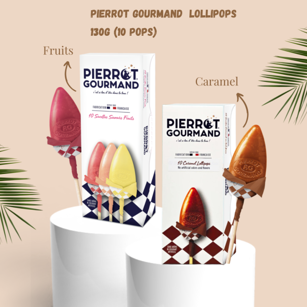 Pierrot Gourmand 10s Caramel Fruit Lollipops 130g Online