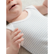 Purebaby Organic Singlet Bodysuit Unisex - Pale Blue Melange Stripe Online Sale