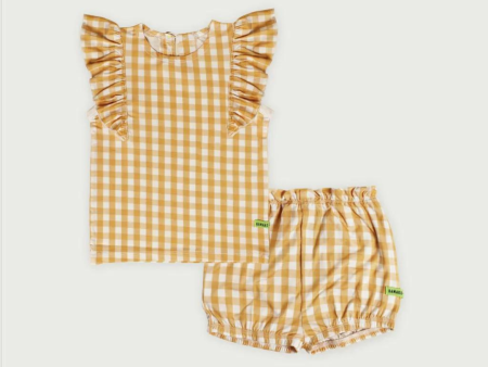 Hamako Tencel Kids Adults Girl Set - Honey Gingham Online Sale