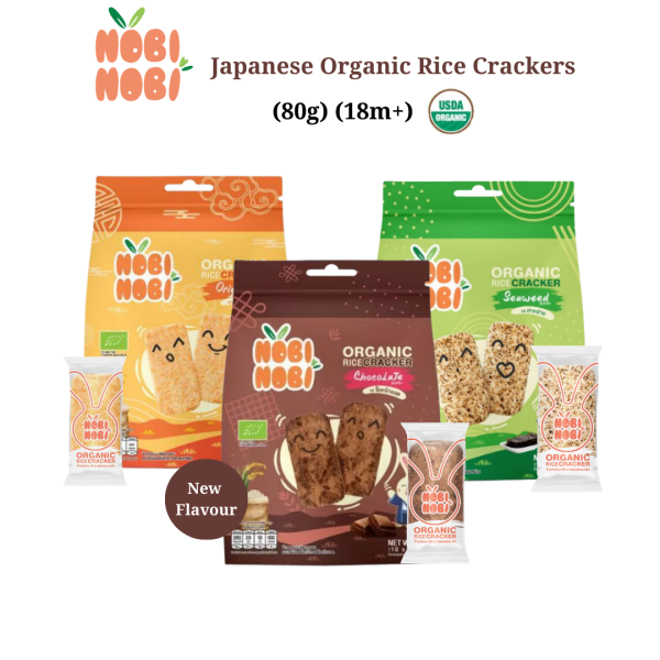 [HALAL] Nobi Nobi Organic Rice Crackers (80g) (18m+) Ready To Eat Baby Rice Snacks  Travel Food  Baby Food Discount