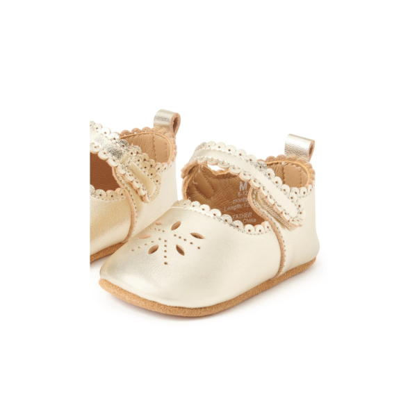 Purebaby Leather Eyelet Mary Jane - Light Gold Online now