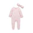 Purebaby Organic Zip Growsuit & Headband Pack - Pale Pink Blossom Fashion