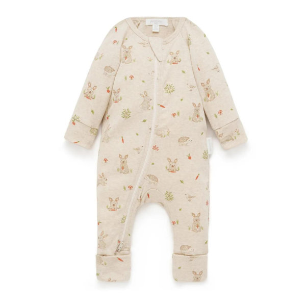 Purebaby Organic Printed Zip Growsuit Bunny Print 3-6m Sale