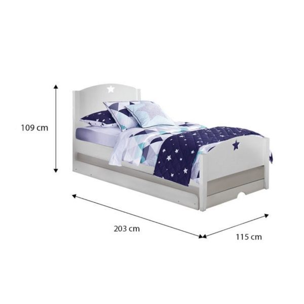 [Pre-Order] Snoozeland Starlight Bed Frame with Pull Out Single Raising Trundle on Sale