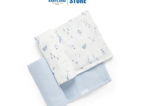 Purebaby Organic Muslin Wrap 2 Pack - Pale Blue Nautical on Sale