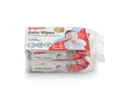 Pigeon 100% Pure Water Baby Wipes (2 x 30wipes) Supply