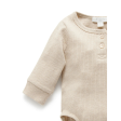 Purebaby Organic Rib Henley Bodysuit - Biscuit Melange Discount