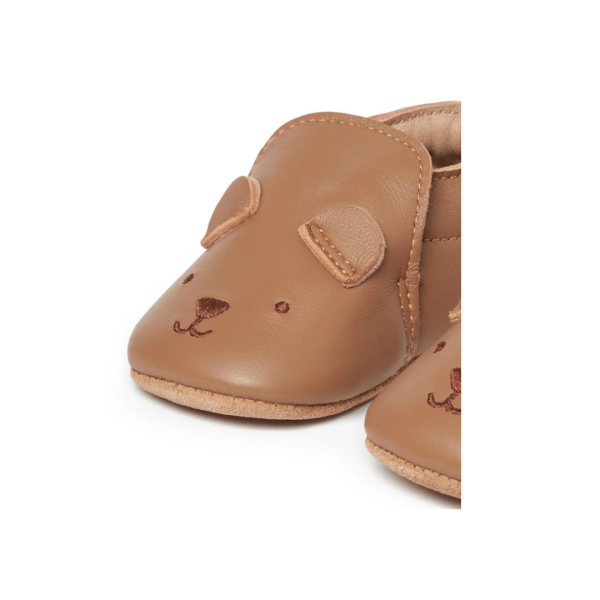 Purebaby Leather Pull On Slipper - Tan Bear For Discount