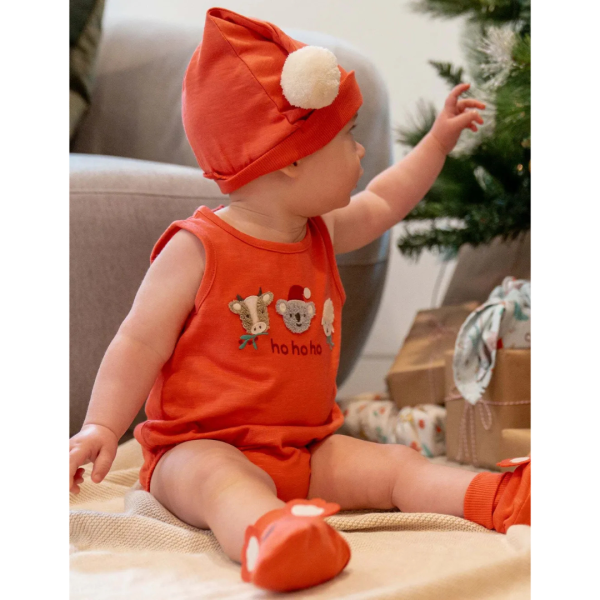 Purebaby Organic Koala Santa Bodysuit Vintage Red on Sale