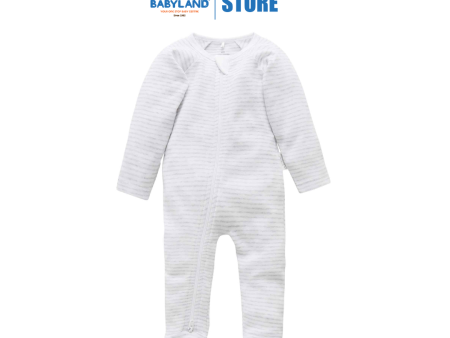 Purebaby Zip Growsuit - Pale Grey Melange Stripe Online Sale