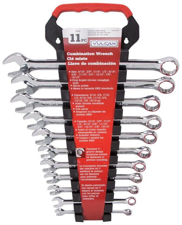 Vulcan TR-H11 Combination Wrench Set, 11-Piece, Chrome Vanadium Steel, Mirror Polish, Silver Sale