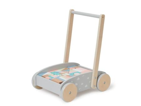 Bubble Wooden Baby Push Cart & Walker with 45 Building Blocks (12m+) Fashion