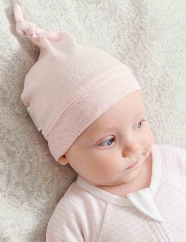 Purebaby Organic Knot Hat Pale Pink Melange Supply