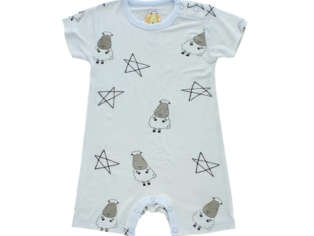 Baa Baa Sheepz Romper Short Sleeve Big Star & Sheepz Blue - 6M on Sale