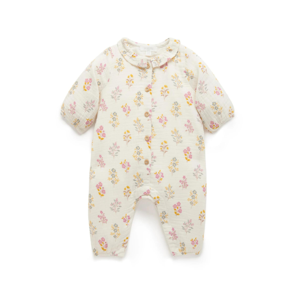 Purebaby Organic Crinkle Cotton Growsuit - Posie Floral Supply