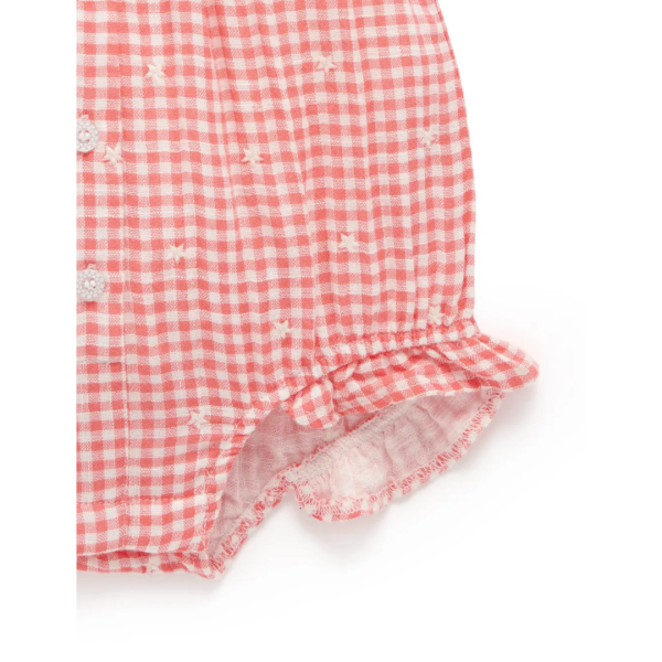 Purebaby Organic Gingham Star Broderie Festival Bodysuit Online now