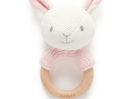 Purebaby Knitted Rabbit Rattle Pink (All Size) Online Hot Sale