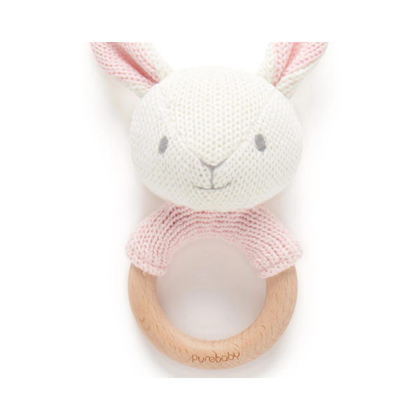 Purebaby Knitted Rabbit Rattle Pink (All Size) Online Hot Sale