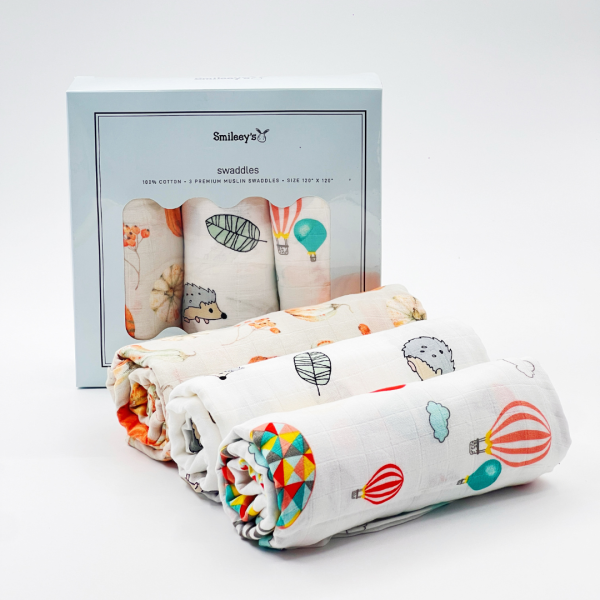 Smileey s 100% Cotton Muslin Swaddle 120x120 Assorted Supply