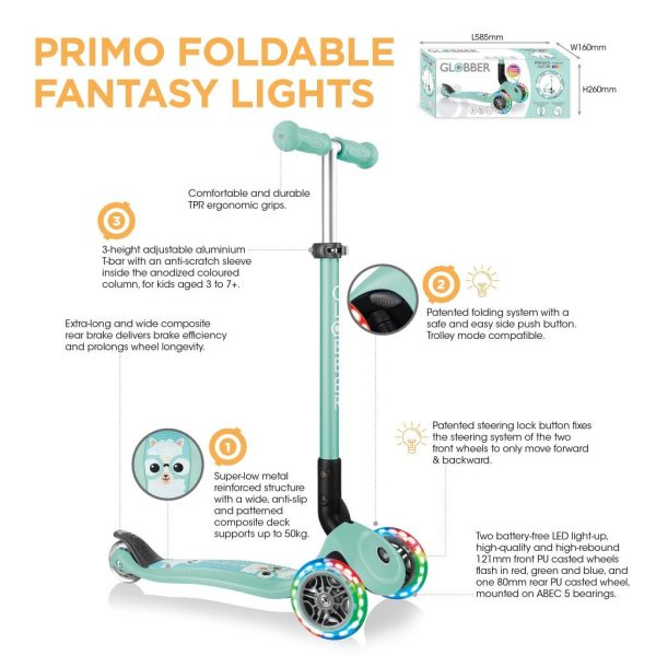 Globber Primo Foldable Fantasy Lights Mint Buddy (3y+) Online Sale