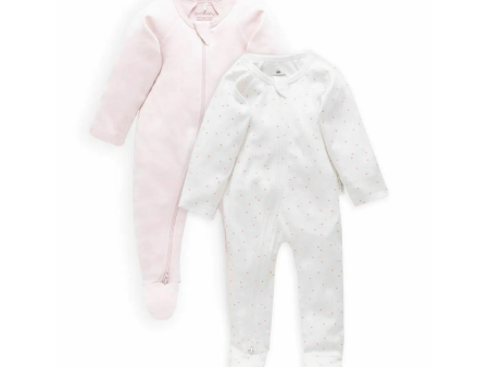 Purebaby 2 Pack Organic Sleepsuit Purebaby Australia - Pale Pink Melange (Girl) For Discount